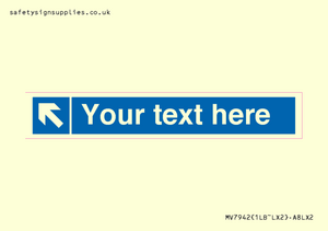 Custom Mandatory directional sign, blue arrow up and left